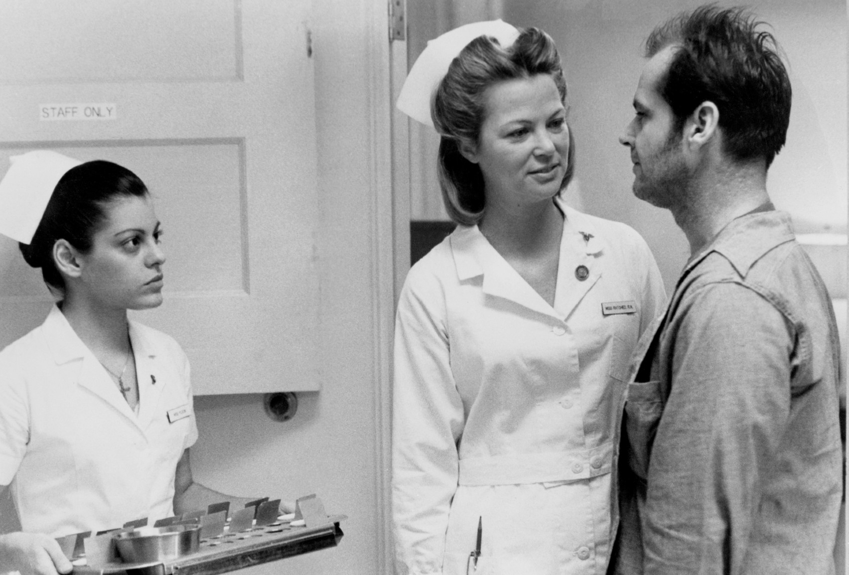 Actress Louise Fletcher as 'Nurse Ratched' with Jack Nicholson as 'Randle Patrick "R.P." McMurphy' in "One Flew Over the Cuckoo's Nest" (Silver Screen Collection/Getty Images)