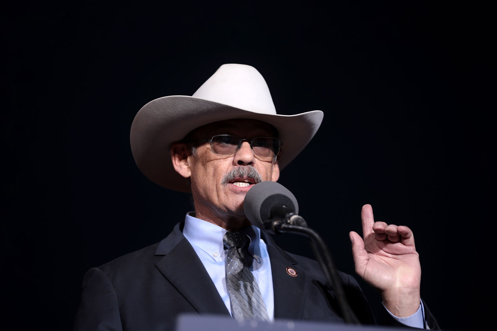 State Representative Mark Finchem speaking with attendees at a "Save America" rally at Country Thunder Arizona in Florence, Arizona. (Gage Skidmore)
