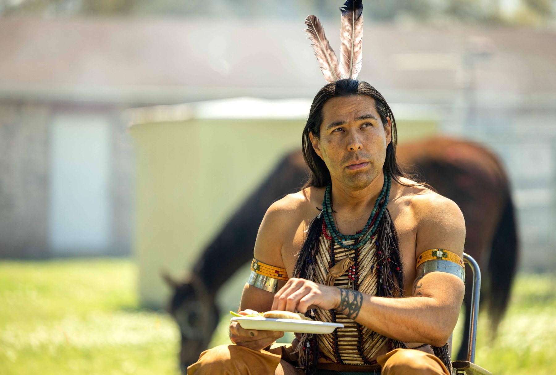 Dallas Goldtooth as Spirit, William Knife-Man in "Reservation Dogs" (Shane Brown/FX)