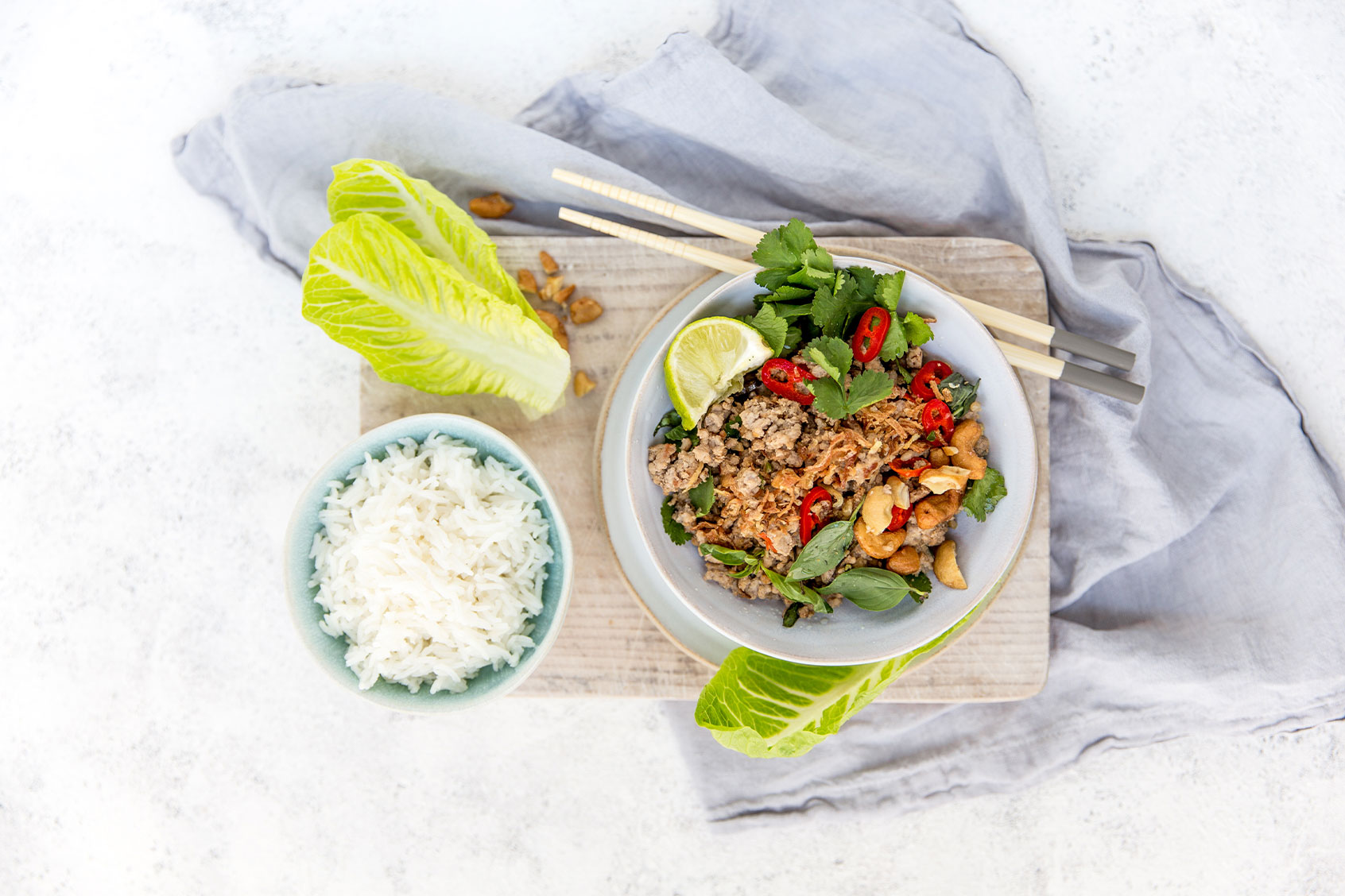 Thai pork larb with rice (Getty Images/emmaduckworth)