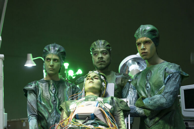 Cassandra Ciangherotti, Bernardo Velasco, Julio Torres, Ana Fabrega in "Los Espookys" (Jennifer Clasen/HBO)