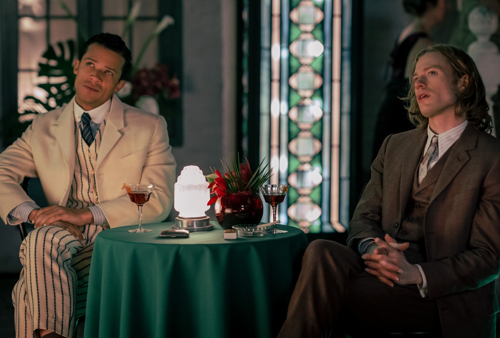Jacob Anderson as Louis de Pointe du Lac and Sam Reid as Lestat de Lioncourt - Interview with the Vampire _ Season 1, Episode 3 (Alfonso Bresciani/AMC)