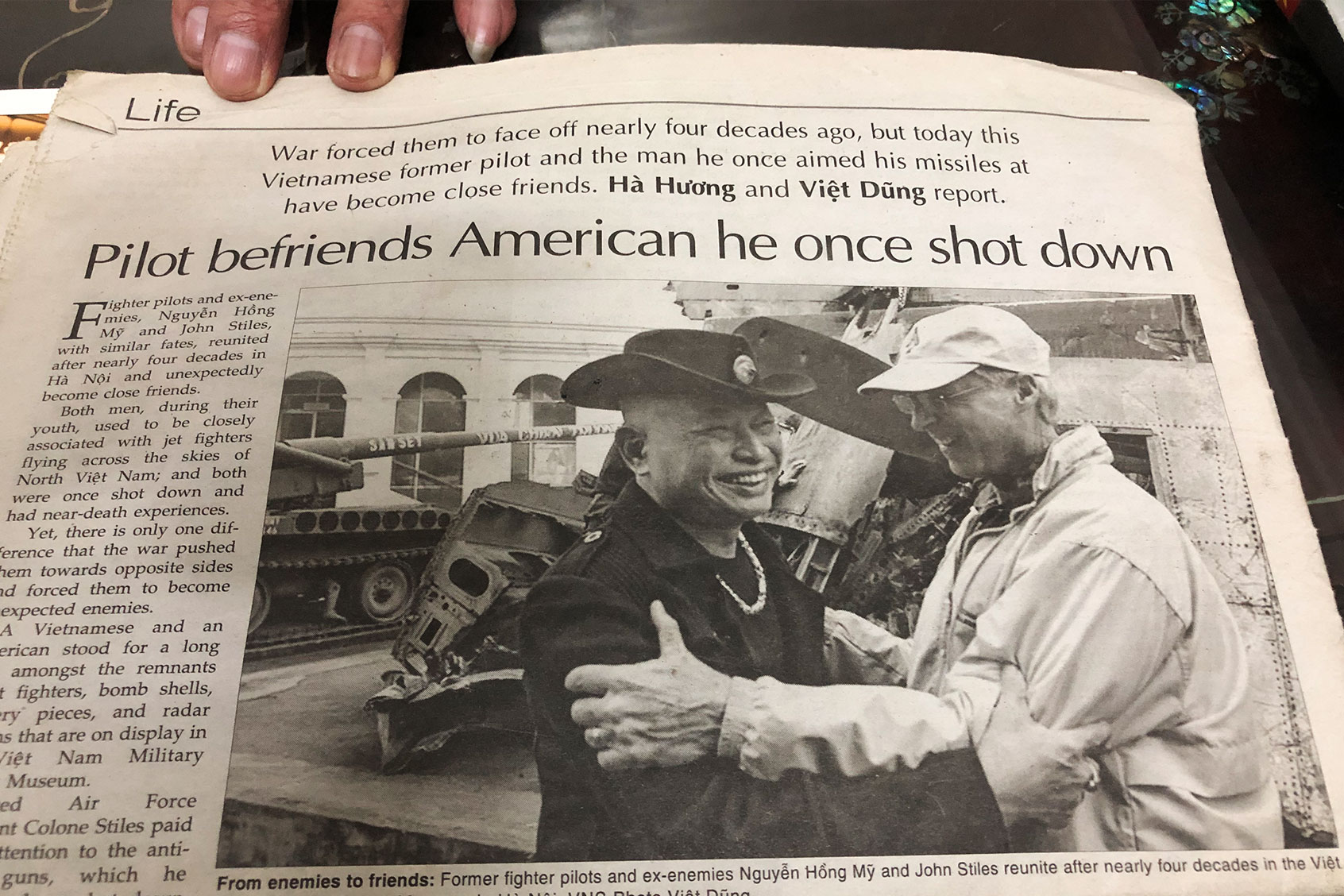 Newspaper story on one of Nguyen Hong My's American adversary-in-the-sky whom he’s since befriended (Photo courtesy of author)