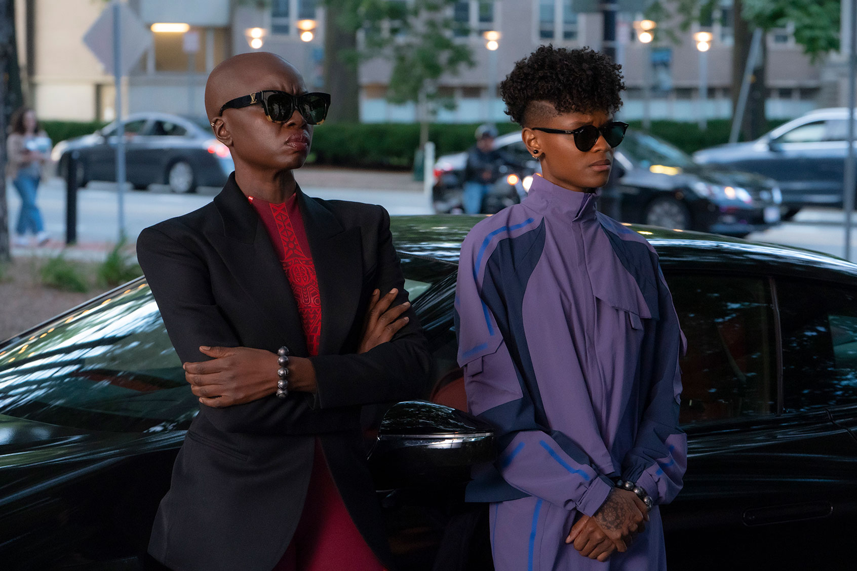Danai Gurira as Okoye and Letitia Wright as Shuri in "Black Panther: Wakanda Forever" (Eli Adé/Marvel Studios)