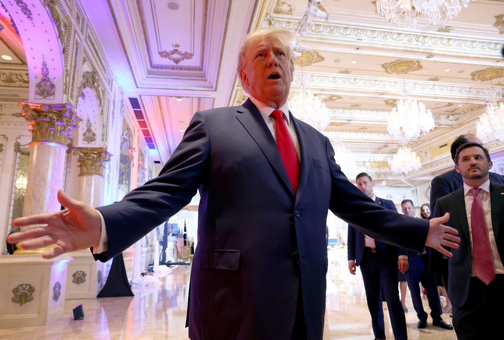 Former President Donald Trump speaks to the media during an election night event at Mar-a-Lago on November 08, 2022 in Palm Beach, Florida. (Joe Raedle/Getty Images)