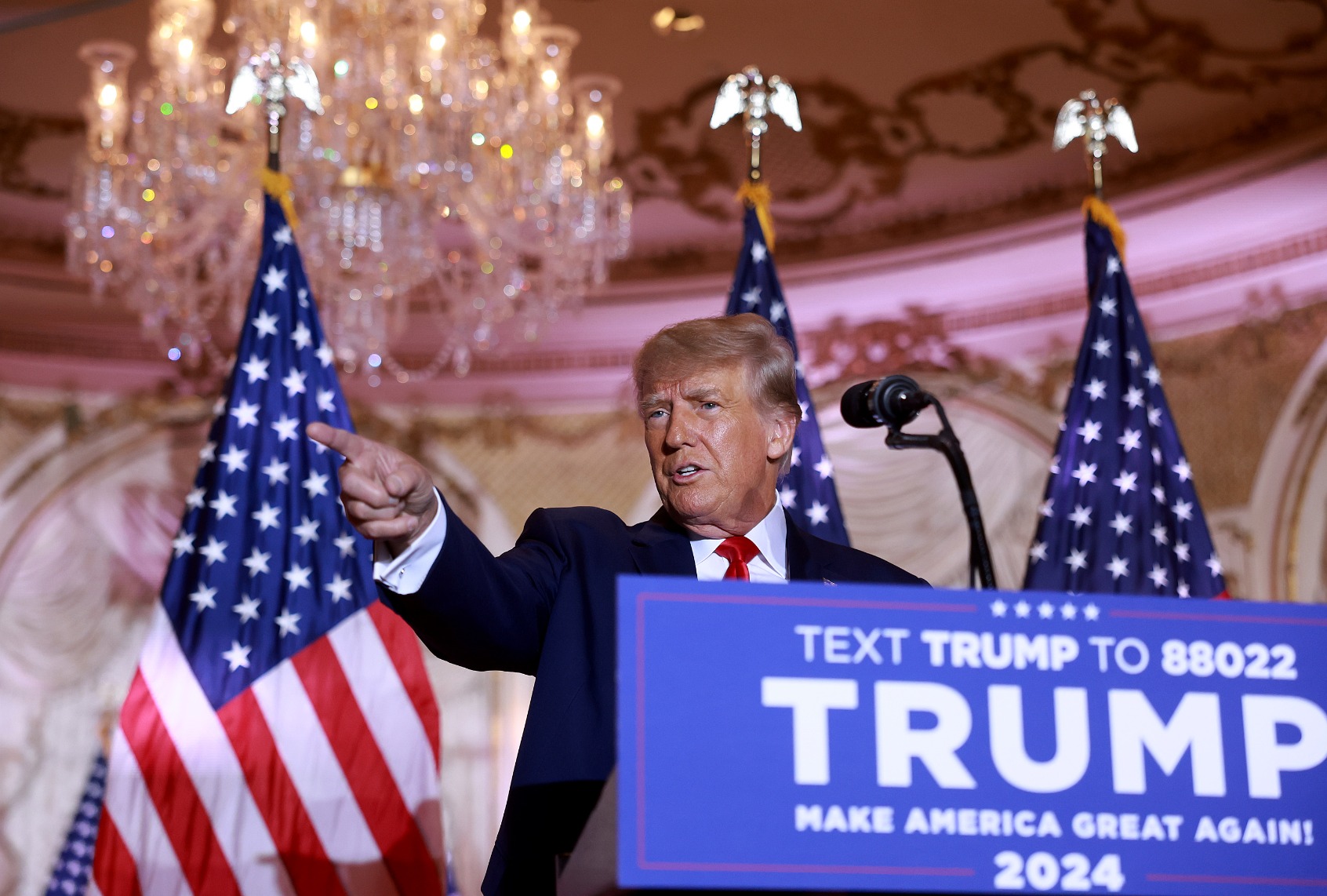 Former President Donald Trump announces third White House bid at his Mar-a-Lago home on November 15, 2022 in Palm Beach, Florida. (Joe Raedle/Getty Images)
