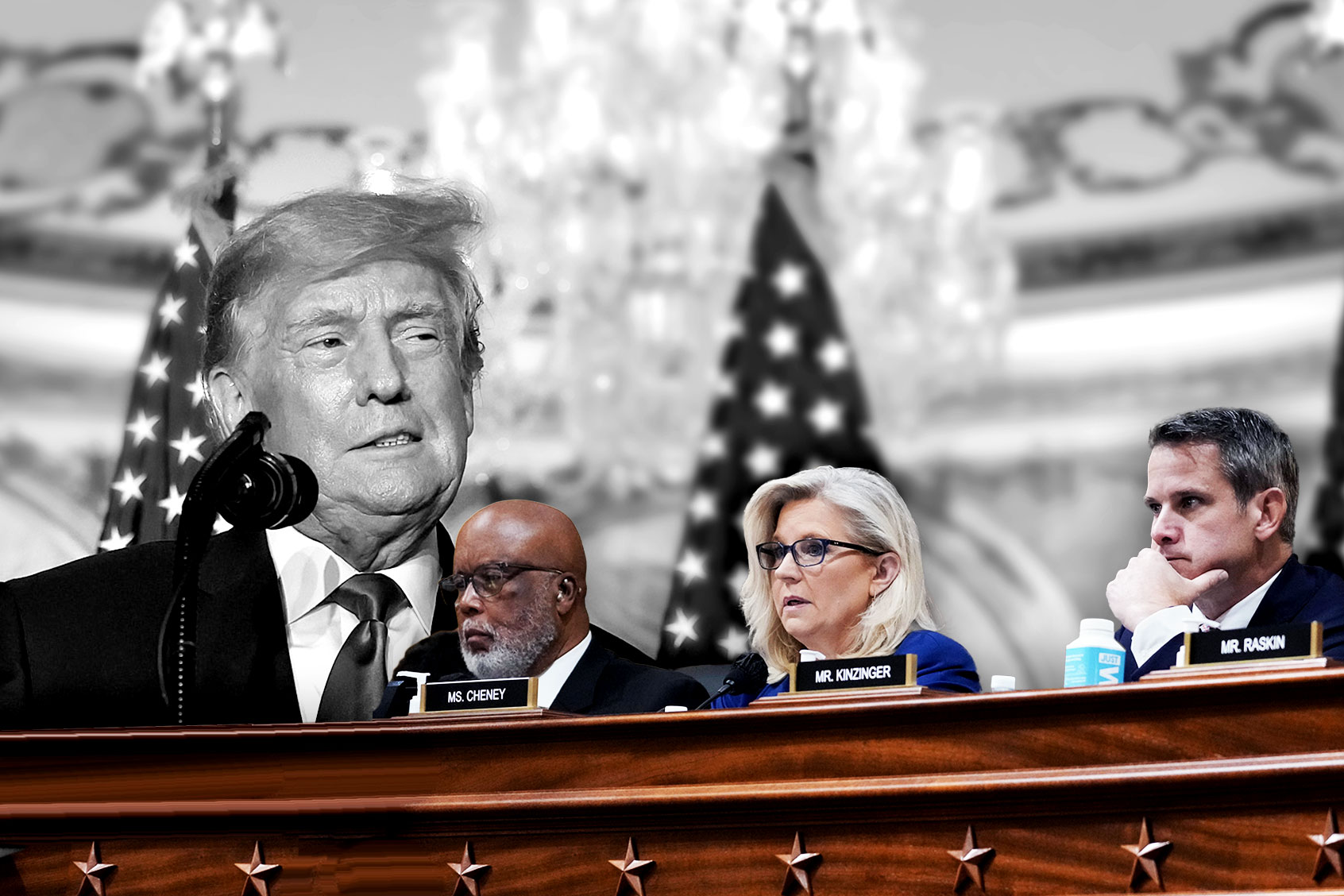 Former U.S. President Donald Trump | Members of the Select Committee to Investigate the January 6th Attack on the U.S. Capitol (Photo illustration by Salon/Getty Images)
