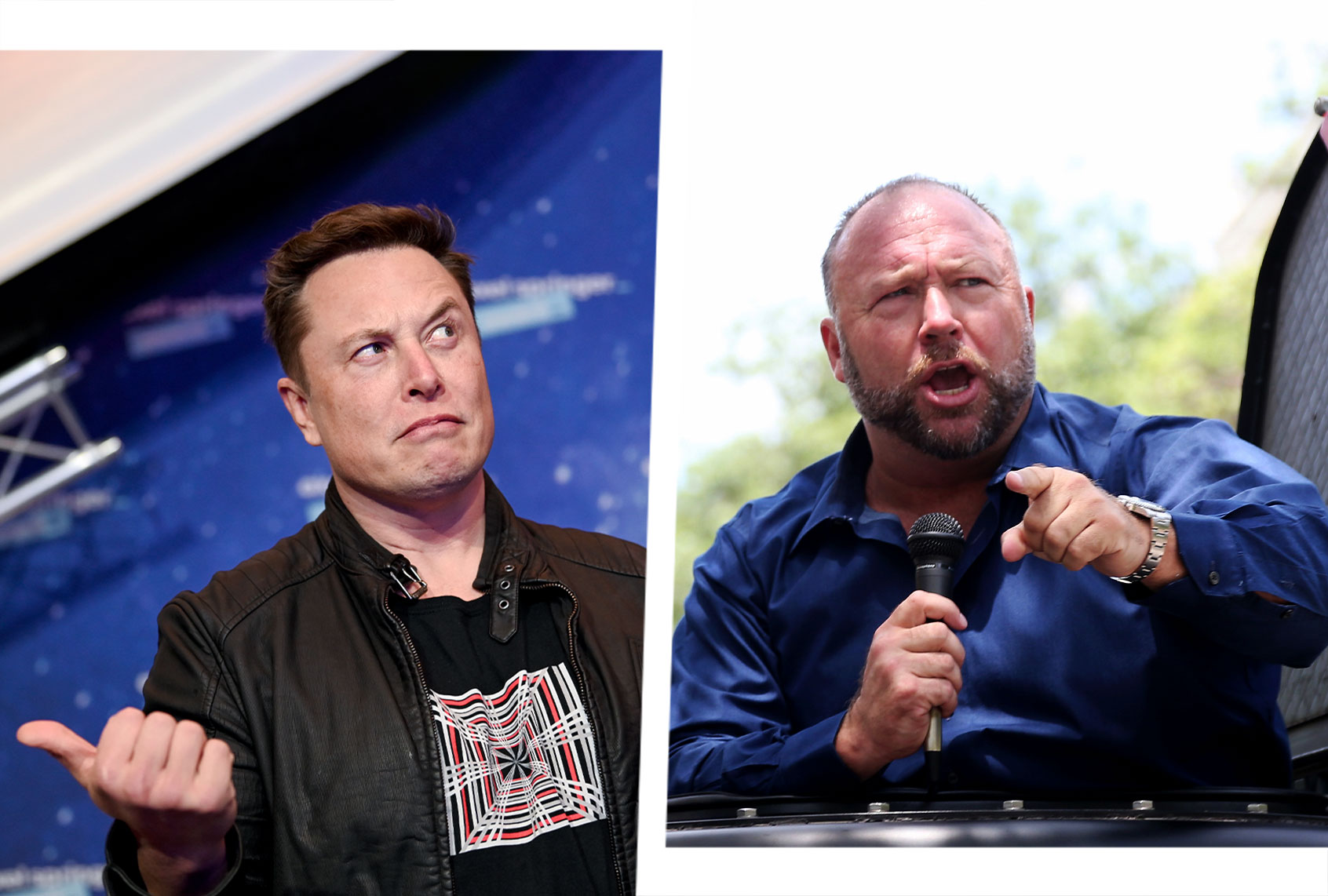 Elon Musk and Alex Jones (Photo illustration by Salon/Getty Images)