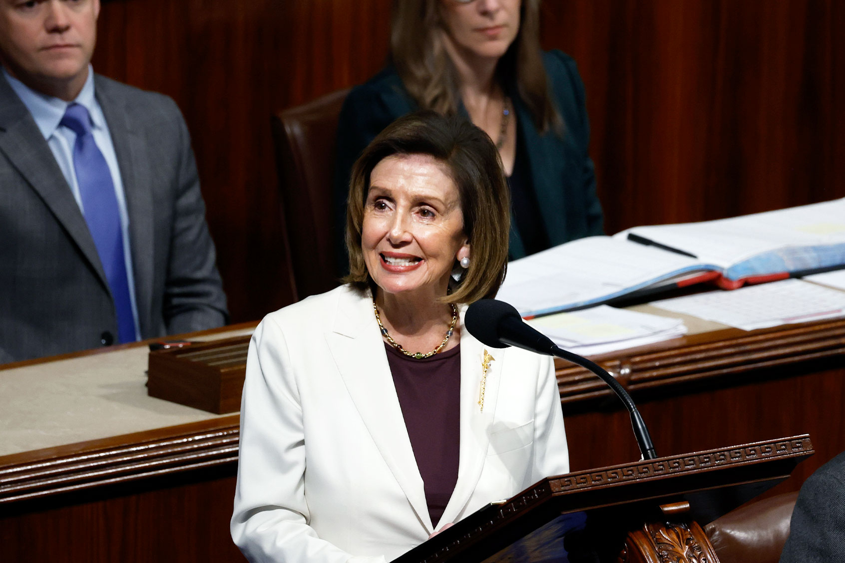 U.S. Speaker of the House Nancy Pelosi (D-CA) delivers remarks from the House Chambers of the U.S. Capitol Building on November 17, 2022 in Washington, DC. Pelosi spoke on her future in the House of Representatives and said she will not seek a leadership role in the upcoming Congress. (Anna Moneymaker/Getty Images)