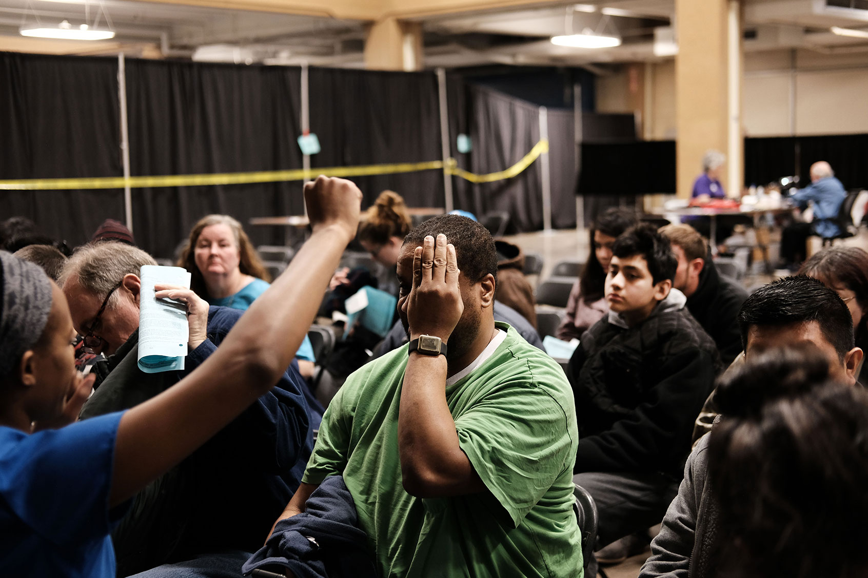 People wait for eye exams at a Remote Area Medical Clinic (RAM) on February 03, 2019 in Knoxville, Tennessee. (Spencer Platt/Getty Images)