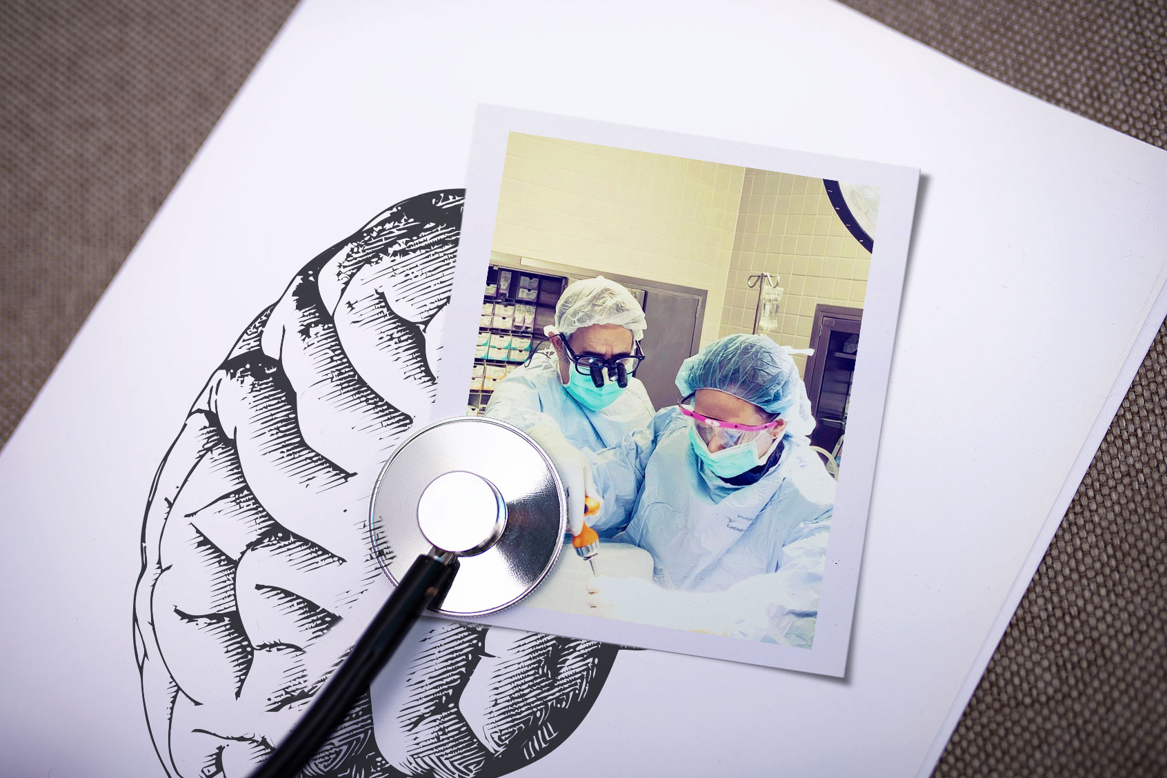 Selina Mahmood with her father in surgery (Photo illustration by Salon/Getty Images//Personal photo courtesy of the Author)
