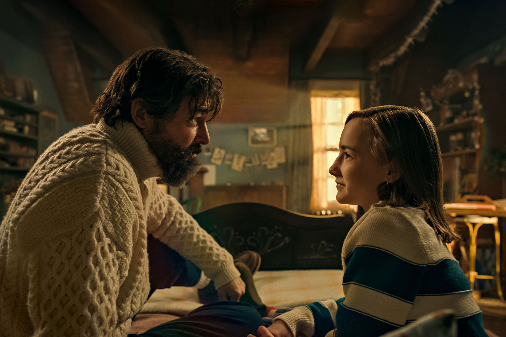 Kyle Chandler as Peter and Marlow Barkley as Nemo in "Slumberland" (Netflix)