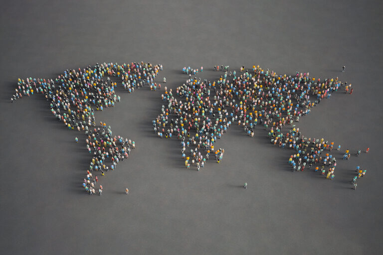 World map composed of people (Getty Images/imaginima)