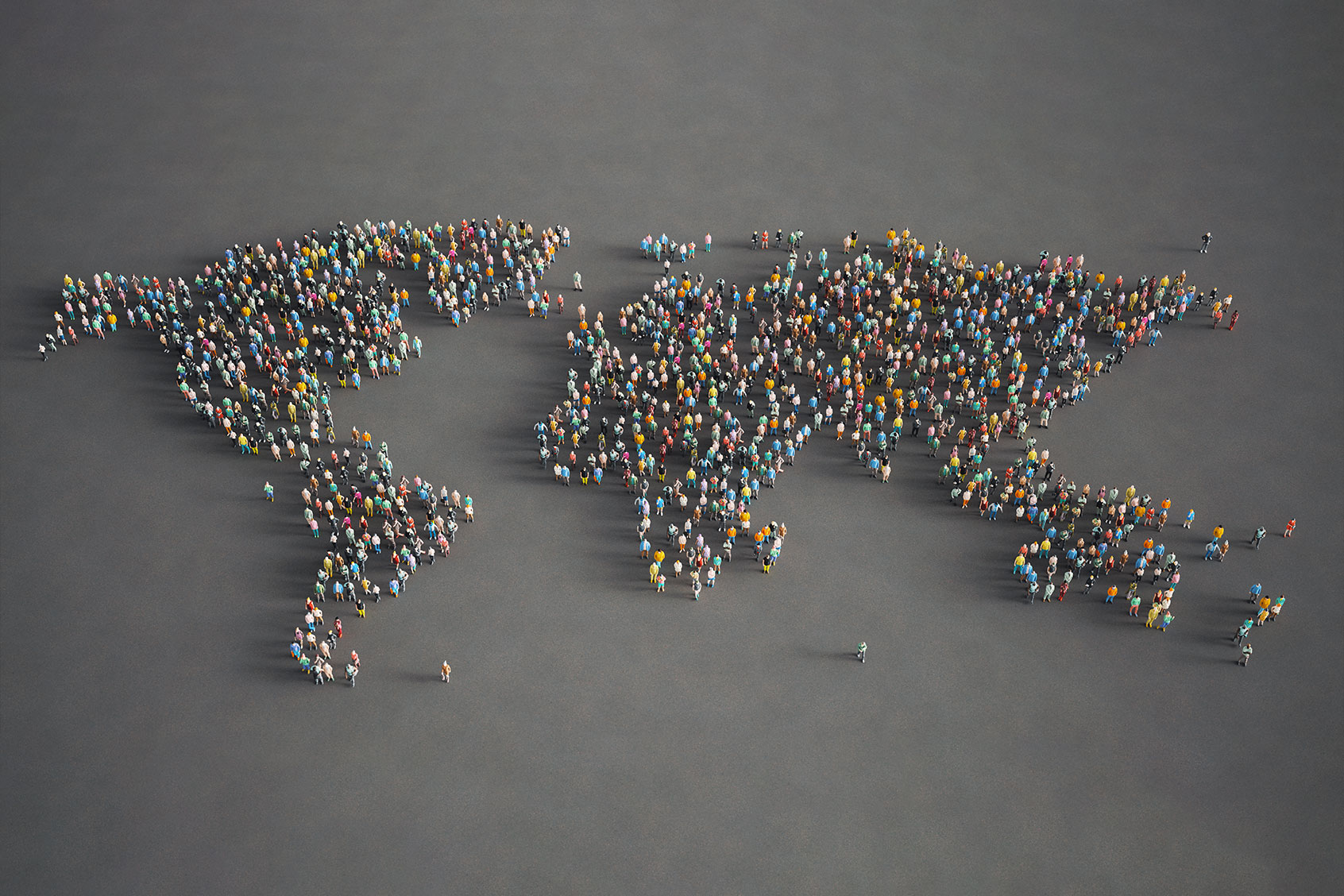 World map composed of people (Getty Images/imaginima)