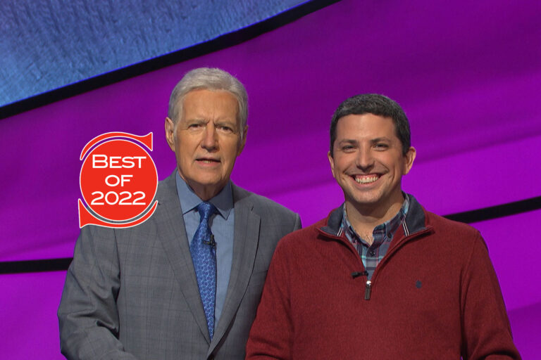 The author with Alex Trebek on the "Jeopardy!" set. (Salon/Courtesy Jeopardy Productions, Inc.)