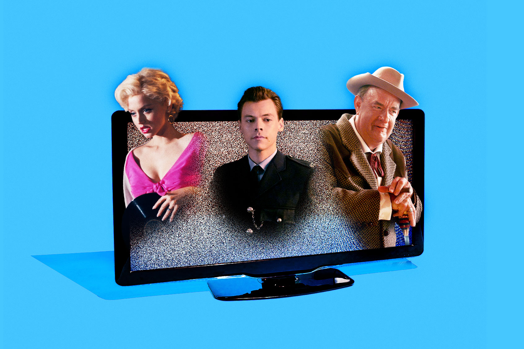 Ana de Armas in "Blonde," Harry Styles in "My Policeman" and Tom Hanks in "Elvis" (PHoto illustration by Salon/Getty Images/Warner Bros. Pictures/Amazon Studios/Netflix)