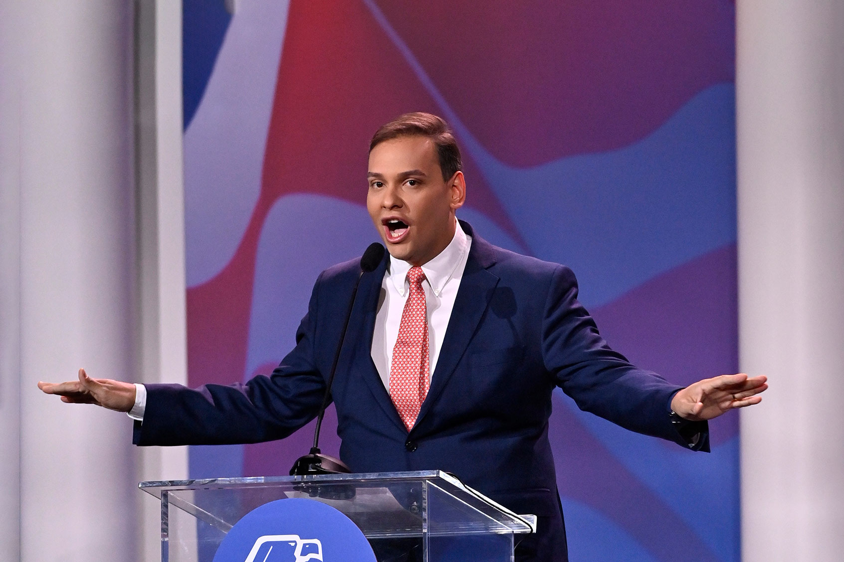 U.S. Representative-elect George Santos (R-NY) speaks at the Republican Jewish Coalition annual leadership meeting on November 19, 2022 in Las Vegas, Nevada. (David Becker for the Washington Post)