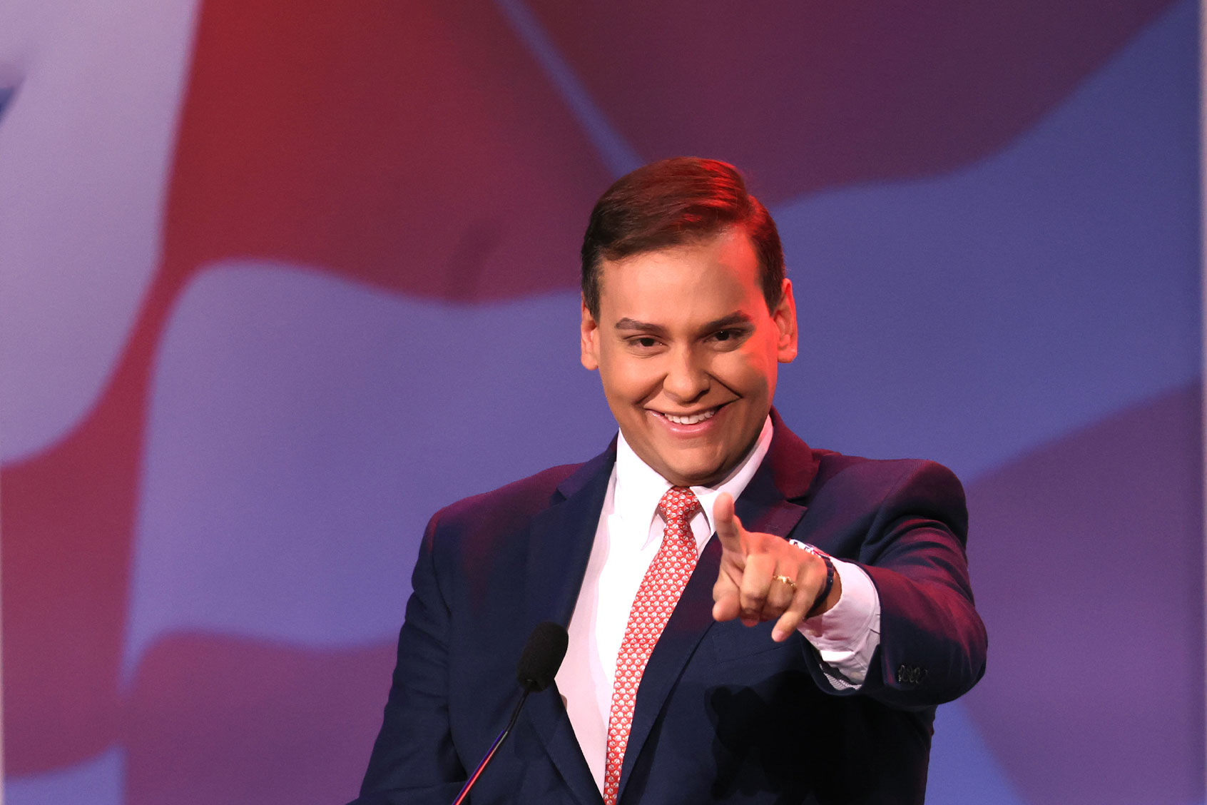 U.S. Representative-elect George Santos (R-NY) speaks at the Republican Jewish Coalition annual leadership meeting on November 19, 2022 in Las Vegas, Nevada. (Scott Olson/Getty Images)
