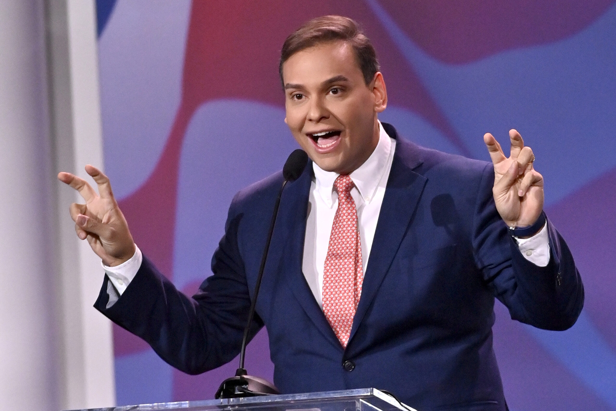 New York Congressman-Elect George Santos speaks during the Republican Jewish Coalition (RJC) Annual Leadership Meeting at the Venetian Las Vegas in Las Vegas, Nevada on November 19, 2022. (David Becker for the Washington Post via Getty Images)