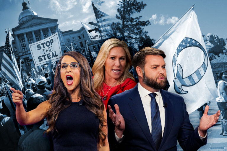 Lauren Boebert, Marjorie Taylor Greene and JD Vance (Photo illustration by Salon/Getty Images)