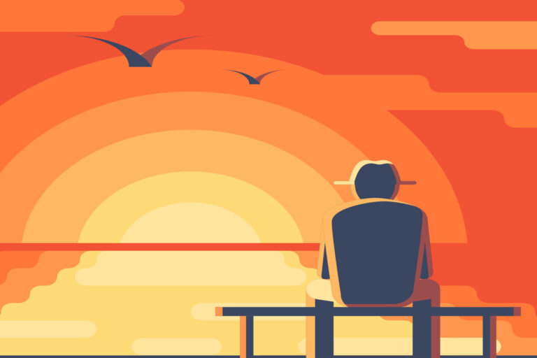 Old man looks at the sunset (Getty Images/EgudinKa)