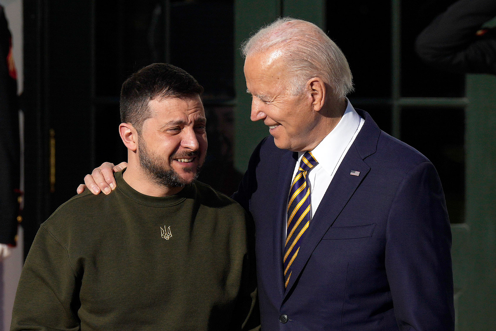 U.S. President Joe Biden (R) welcomes President of Ukraine Volodymyr Zelensky to the White House on December 21, 2022 in Washington, DC. (Drew Angerer/Getty Images)