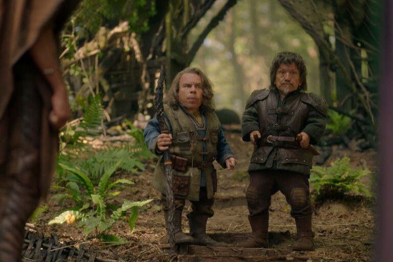 Willow Ufgood (Warwick Davis) and Silas (Graham Hughes) in "Willow" (Disney/Lucasfilm Ltd.)