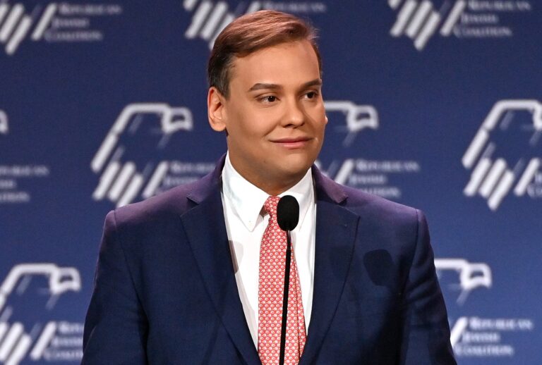 New York Congressman George Santos speaks during the Republican Jewish Coalition (RJC) Annual Leadership Meeting at the Venetian Las Vegas in Las Vegas, Nevada on November 19, 2022. (David Becker for the Washington Post via Getty Images)