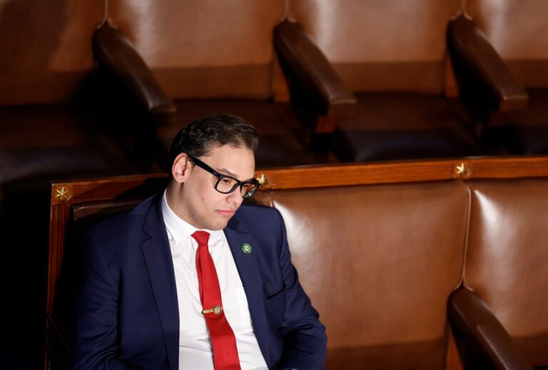 Rep. George Santos (R-NY) watches proceedings during the fourth day of elections for Speaker of the House at the U.S. Capitol Building on January 06, 2023 in Washington, DC. (Anna Moneymaker/Getty Images)