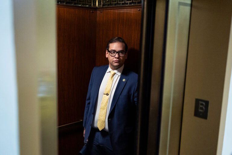 Rep. George Santos, R-N.Y., is seen in the U.S. Capitol on Thursday, January 12, 2023. (Tom Williams/CQ-Roll Call, Inc via Getty Images)