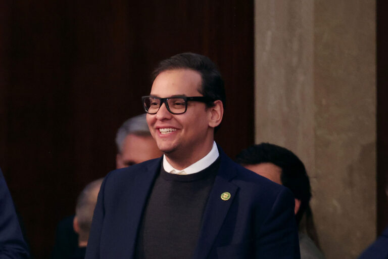 U.S. Rep.-elect George Santos (R-NY) watches proceedings in the House Chamber during the third day of elections for Speaker of the House at the U.S. Capitol Building on January 05, 2023 in Washington, DC. (Win McNamee/Getty Images)