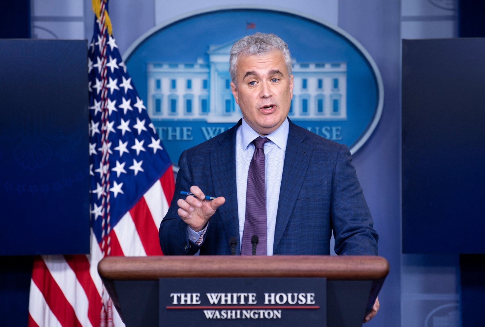 Jeff Zients, the White House's Covid-19 response czar, speaks during a press briefing at the White House on April 13, 2021, in Washington, DC. (BRENDAN SMIALOWSKI/AFP via Getty Images)