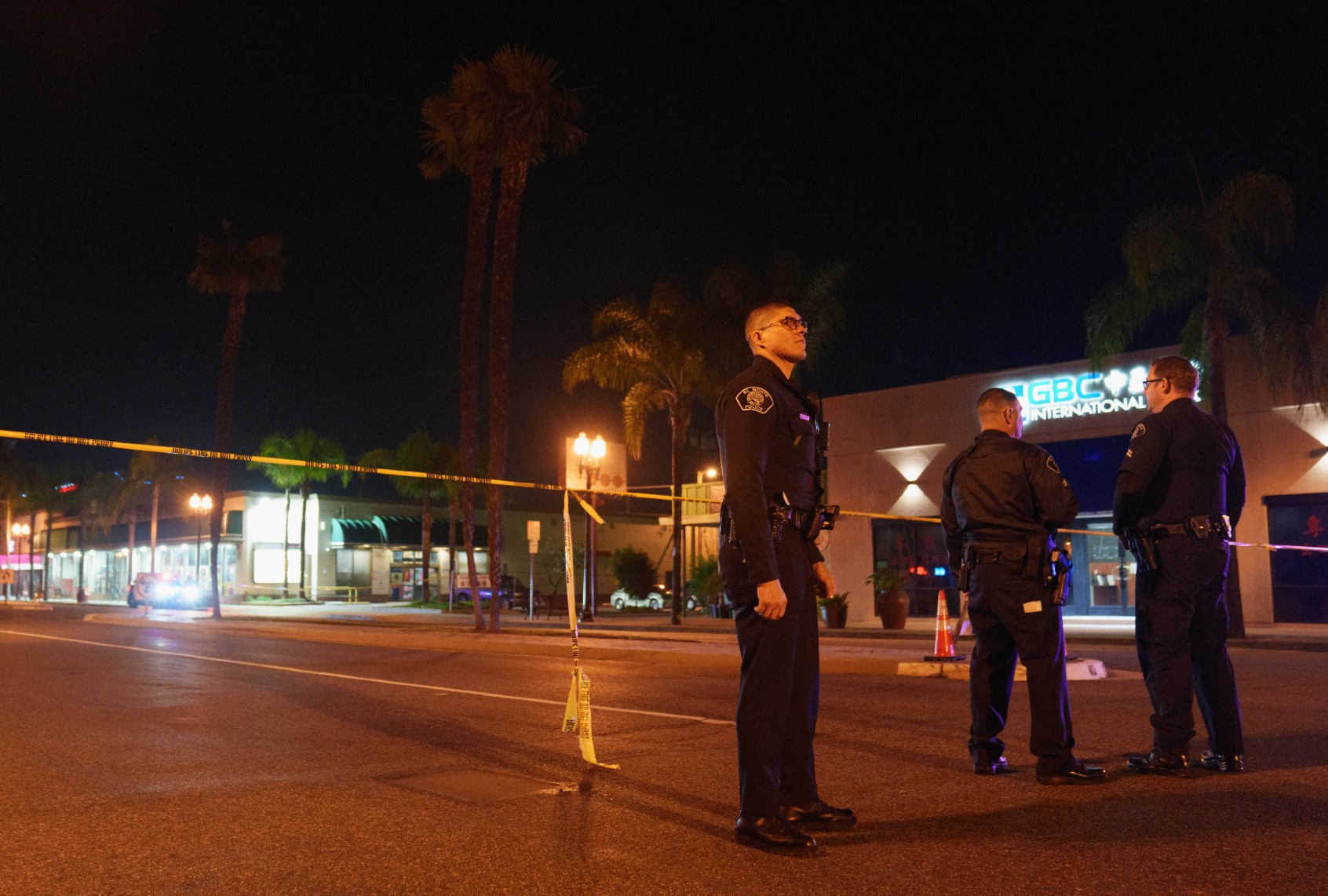 Law enforcement at the scene of a shooting on January 22, 2023 in Monterey Park, California. ( Eric Thayer/Getty Images)