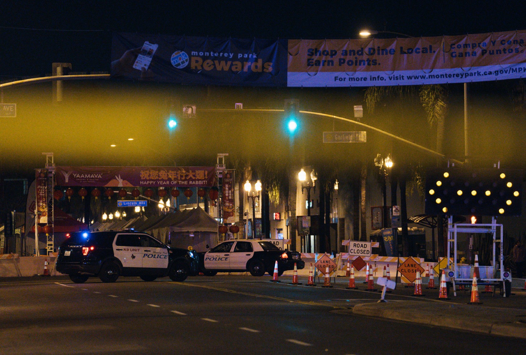 Law enforcement at the scene of a shooting on January 22, 2023 in Monterey Park, California. (Eric Thayer/Getty Images)