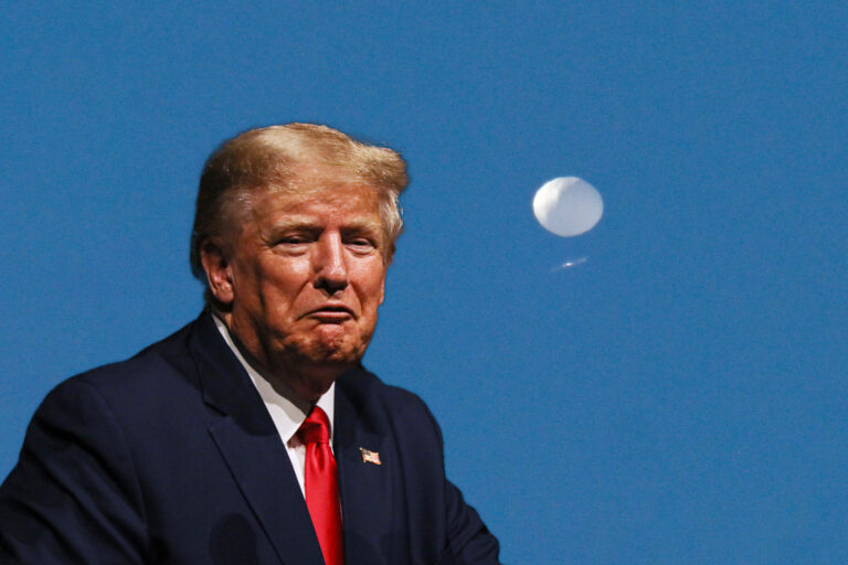 Donald Trump | A Chinese spy balloon flies above in Charlotte NC, United States on February 04, 2023 (Photo illustration by Salon/Getty Images)