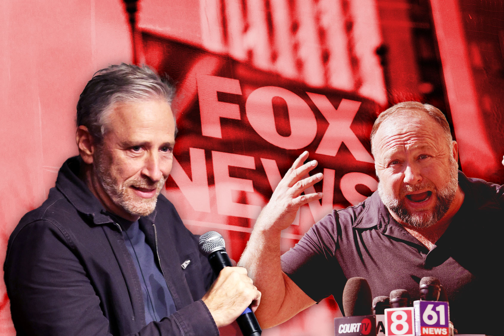 John Stewart and Alex Jones (Photo illustration by Salon/Getty Images)