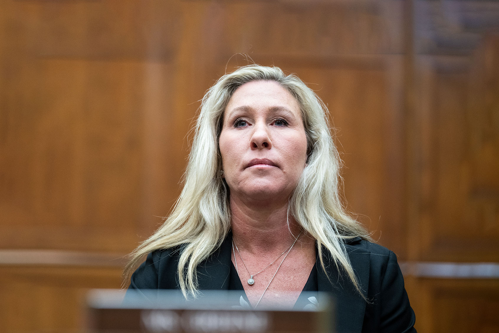 Rep. Marjorie Taylor Greene, R-Ga., arrives for the House Oversight and Accountability Committee hearing titled On The Front Lines of the Border Crisis: A Hearing with Chief Patrol Agents, in Rayburn Building on Tuesday, February 7, 2023. (Tom Williams/CQ-Roll Call, Inc via Getty Images)