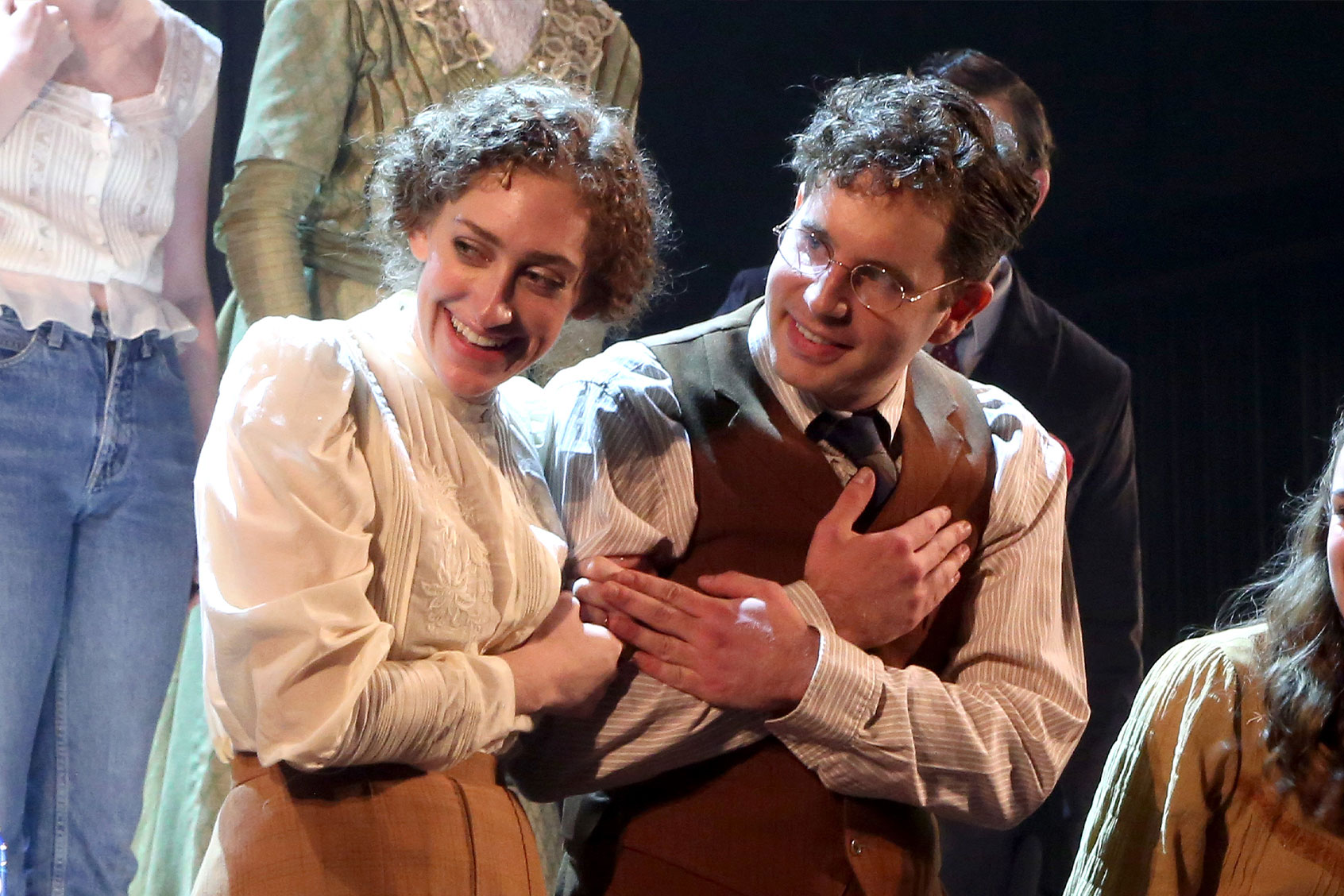 Micaela Diamond and Ben Platt during the opening night curtain call for "Parade" at New York City Center on November 01, 2022 in New York City. (Bruce Glikas/WireImage/Getty Images)