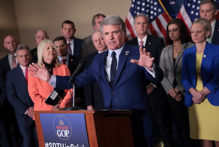 Rep. Michael McCaul (R-TX) speaks during a press conference on the State of the Union speech to be delivered by President Joe Biden later this evening on March 01, 2022 in Washington, DC. (Win McNamee/Getty Images)