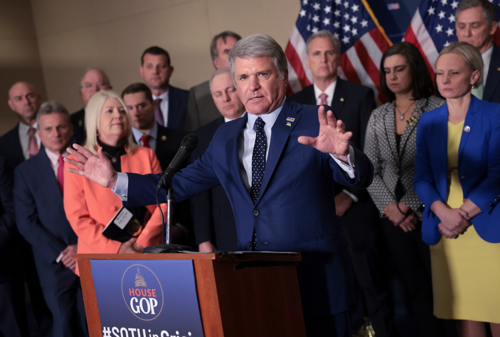 Rep. Michael McCaul (R-TX) speaks during a press conference on the State of the Union speech to be delivered by President Joe Biden later this evening on March 01, 2022 in Washington, DC. (Win McNamee/Getty Images)