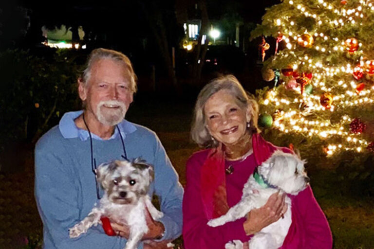 Author Alice Bingham Gorman and her partner together for Christmas (Photo courtesy of author)
