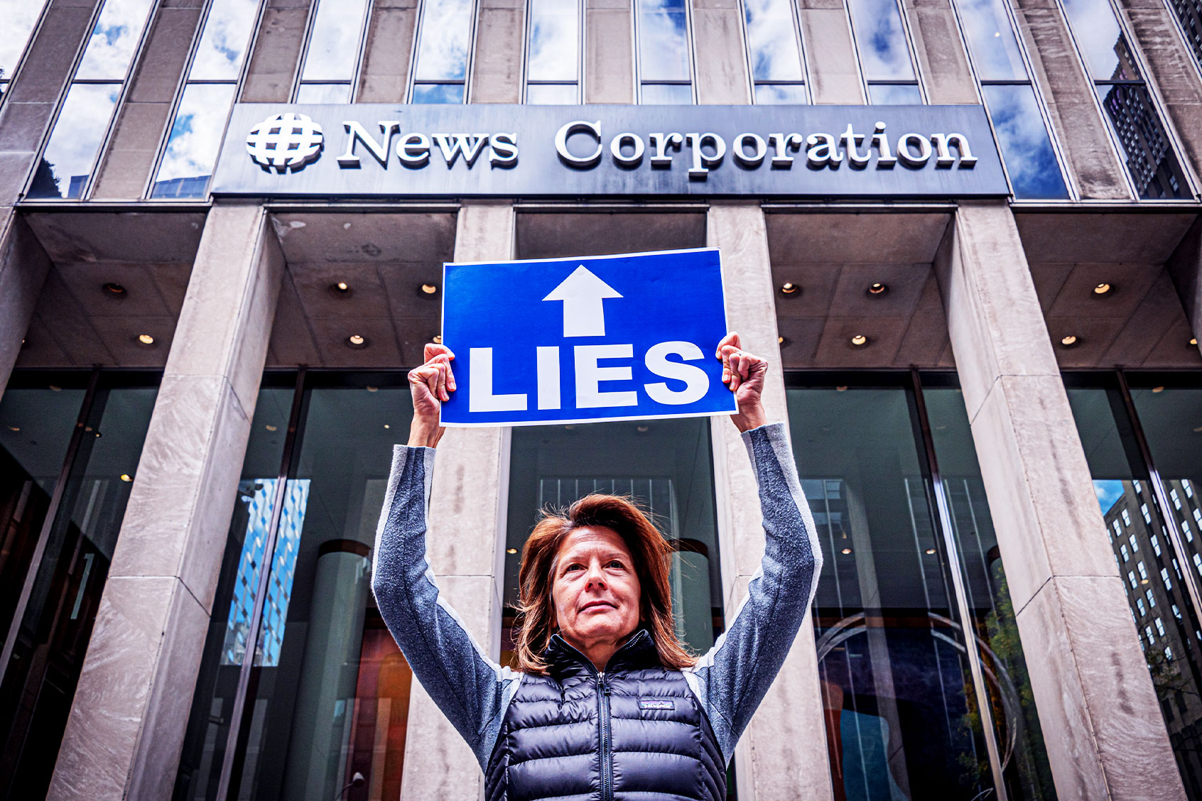 Activists are pushing back against what they call Rupert Murdoch's right-wing propaganda machine, as Fox News continues to spread misinformation about the outcome of the 2020 Presidential election, and the January 6 insurrection. (Erik McGregor/LightRocket via Getty Images)