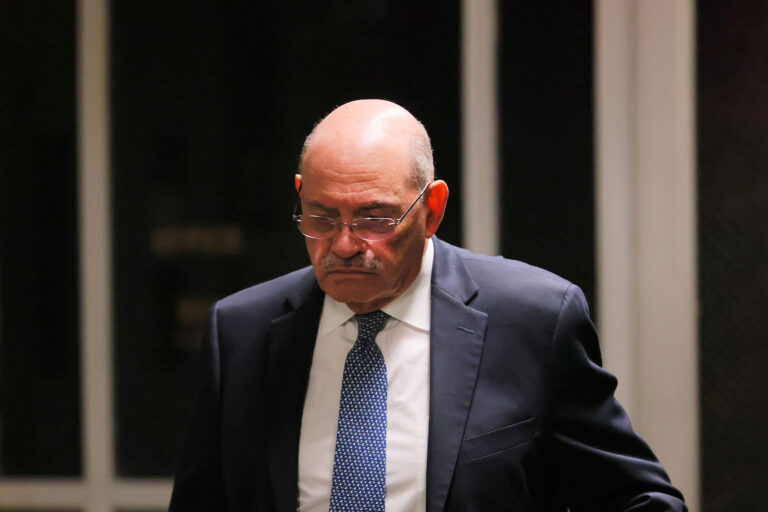 Former CFO Allen Weisselberg leaves the courtroom for a lunch recess during a trial at the New York Supreme Court on November 17, 2022 in New York City. (Michael M. Santiago/Getty Images)