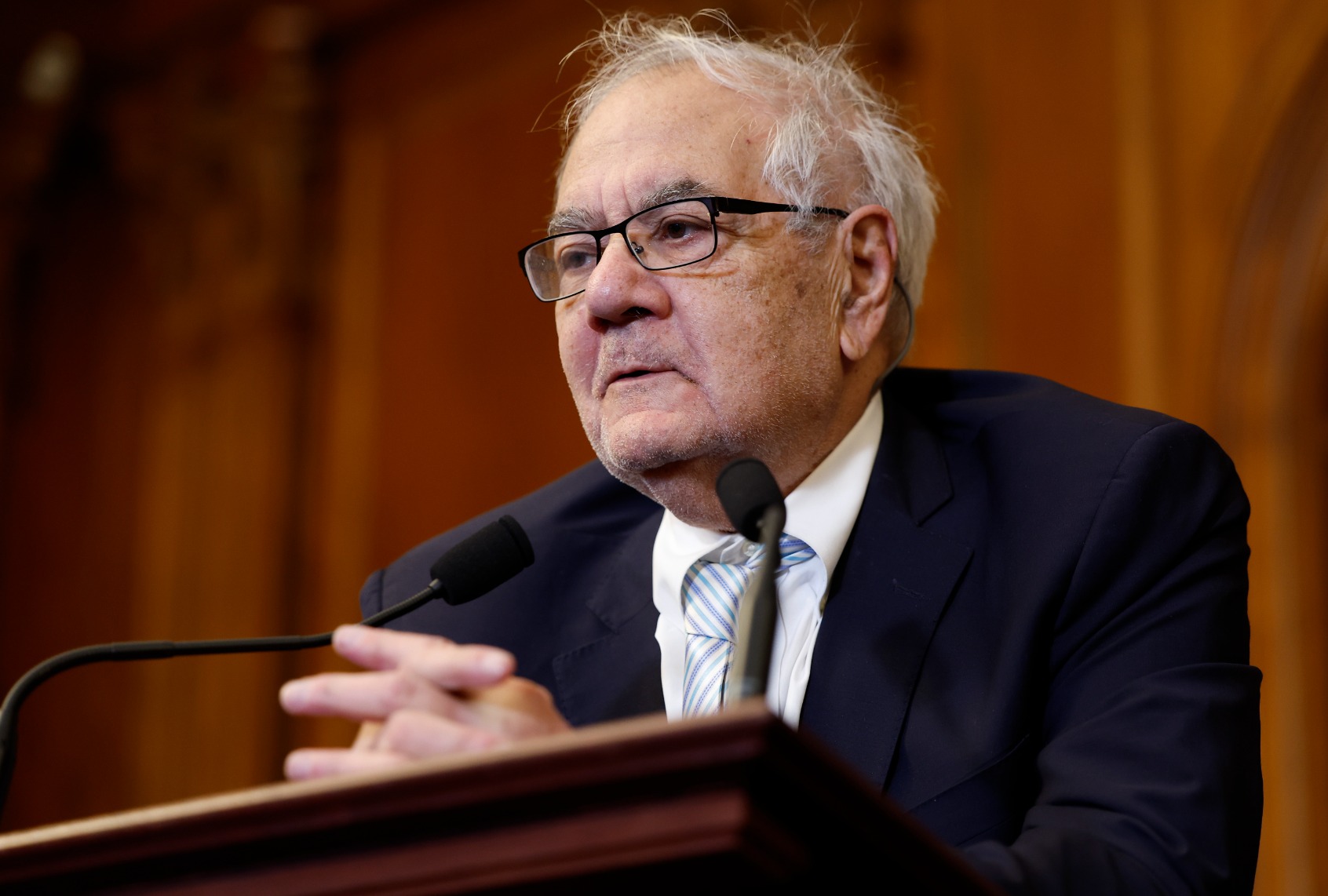 Former Rep. Barney Frank (D-MA) speaks at the U.S. Capitol Building on December 08, 2022 in Washington, DC. (Anna Moneymaker/Getty Images)