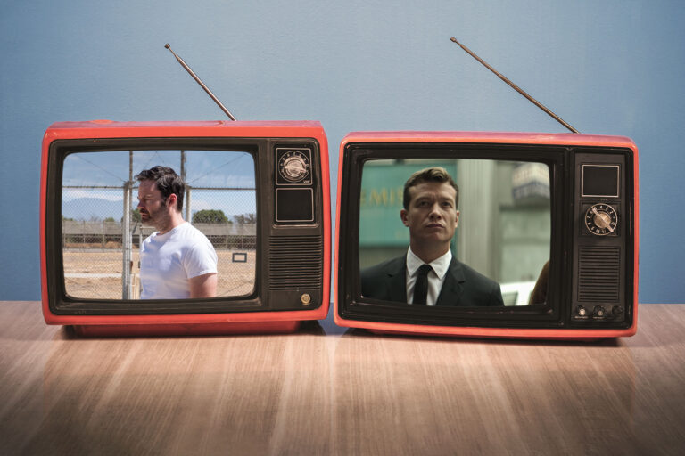 Bill Hader in "Barry" and Ed Speleers in "You" on retro TVs (Photo illustration by Salon/Getty images/Netflix/HBO/Merrick Morton)