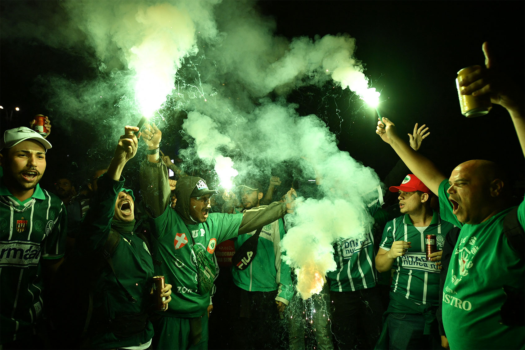 Members of social movements protest in defense of democracy in Sao Paulo, Brazil, on January 9, 2023, a day after supporters of Brazil's far-right ex-president Jair Bolsonaro invaded the Congress, presidential palace, and Supreme Court in Brasilia. (NELSON ALMEIDA/AFP via Getty Images)
