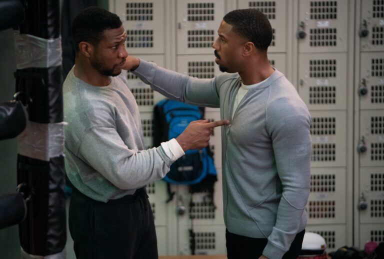 Jonathan Majors and Michael B. Jordan in "Creed III" (MGM)