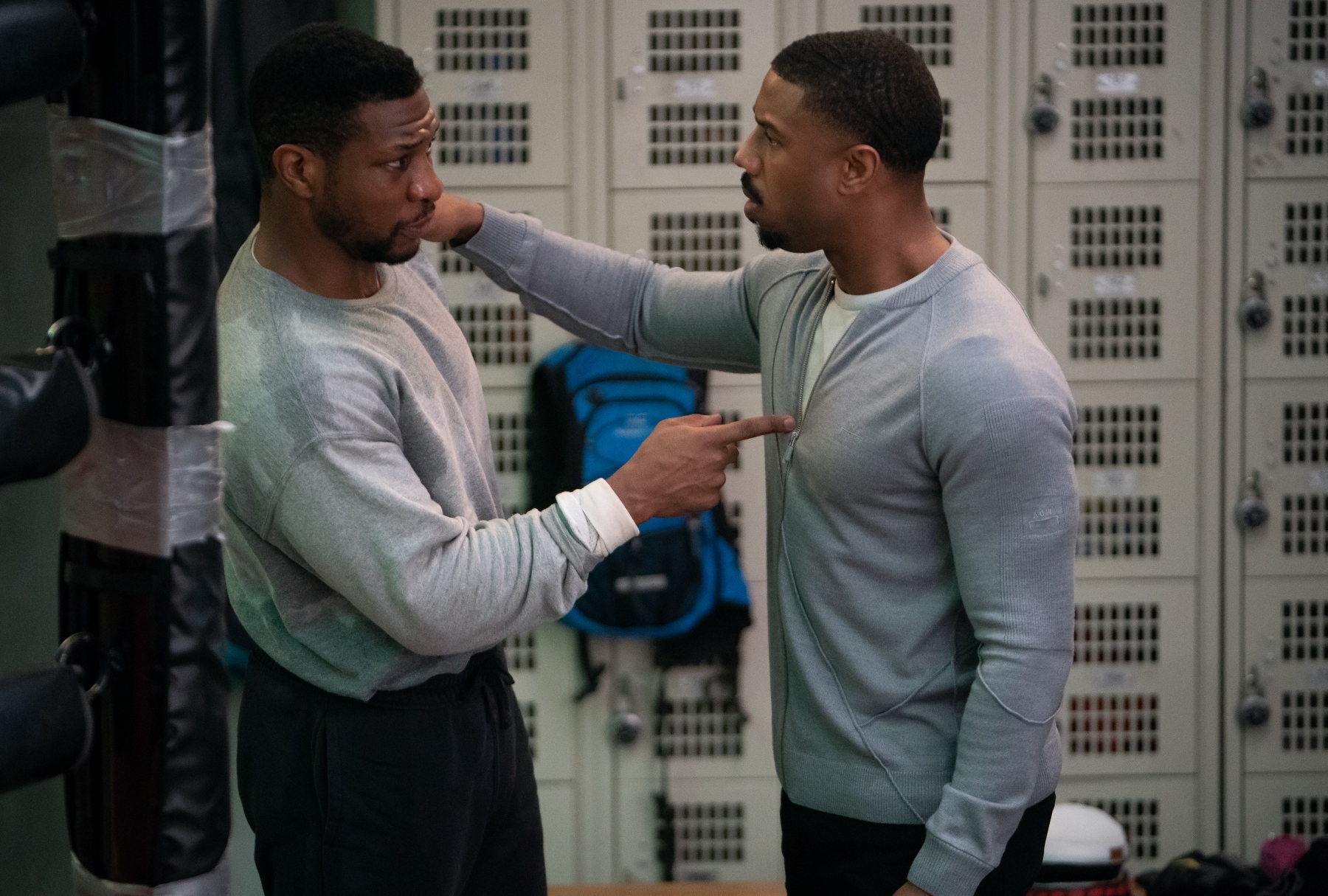 Jonathan Majors and Michael B. Jordan in "Creed III" (MGM)