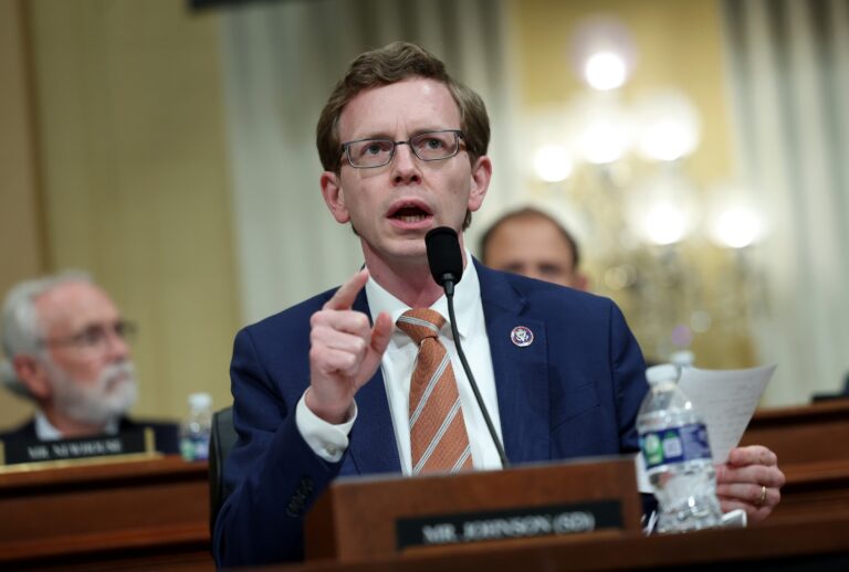 Rep. Dusty Johnson (R-SD) speaks during a hearing in the Cannon House Office Building on February 28, 2023 in Washington, DC. (Kevin Dietsch/Getty Images)