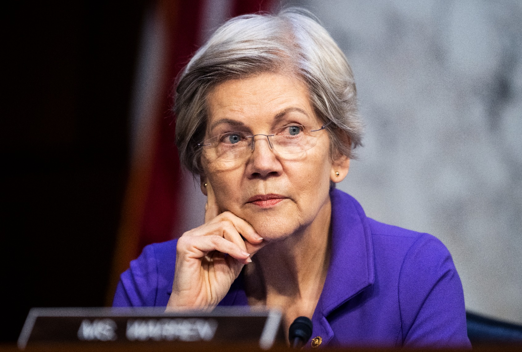 Sen. Elizabeth Warren, D-Mass., attends a Senate Banking, Housing, and Urban Affairs Committee hearing on Tuesday, March 7, 2023. (Tom Williams/CQ-Roll Call, Inc via Getty Images)